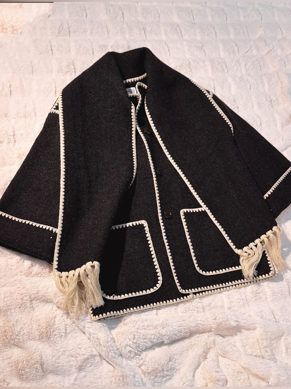 TOTEME Embroidered-Trim Scarf Wool-Blend Jacket - Picture 2 of 8